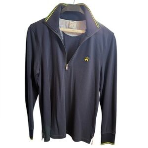 Brooks Brothers Performance Polo Shirt Supima Cotton Blue Quarter Zip Sz Medium